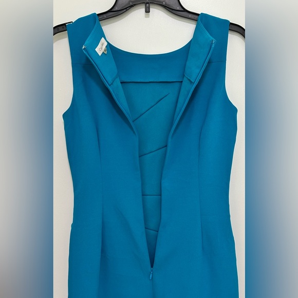 Calvin Klein Teal Sheath Dress Size 4 – Sleeveless Pleated Front - Picture 5 of 6